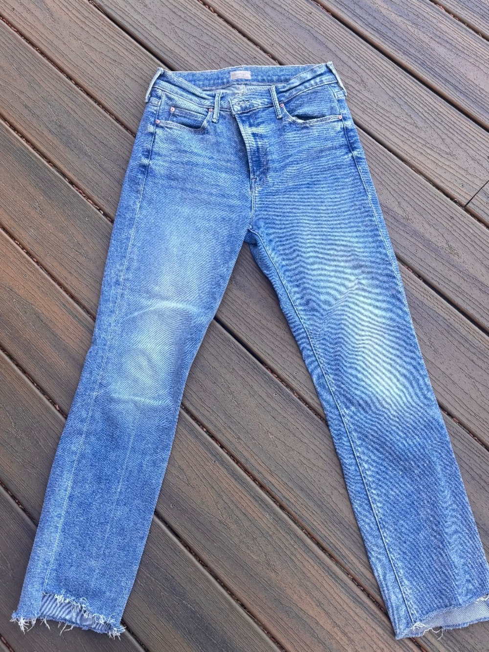 Mother Jeans The Mid Rise Dazzler Ankle Step Fray Size 28